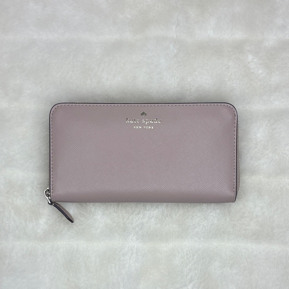 Kate Spade Dusty Pink Zip Around Wallet Saffiano Leather Large